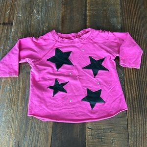 Random Hearts Pink Shirt Black Stars Size 24m